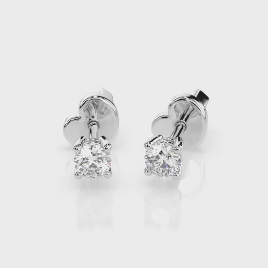 Diamantni uhani iz belega zlata z enim diamantom Solitaire