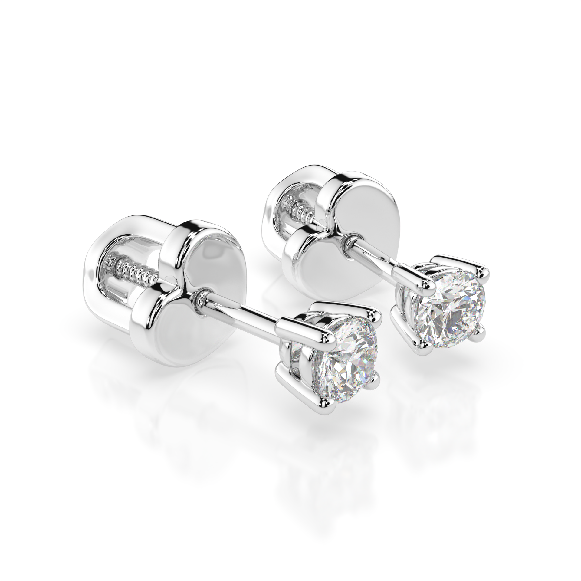 Diamantni uhani iz belega zlata z enim diamantom Solitaire