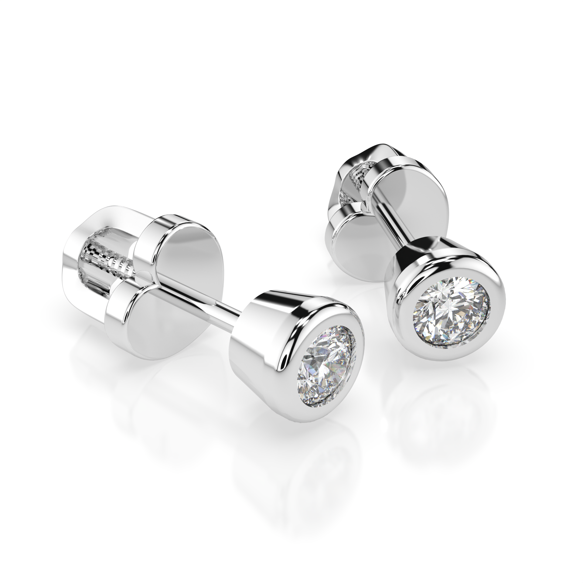 Diamantni uhani iz belega zlata z enim diamantom Solitaire
