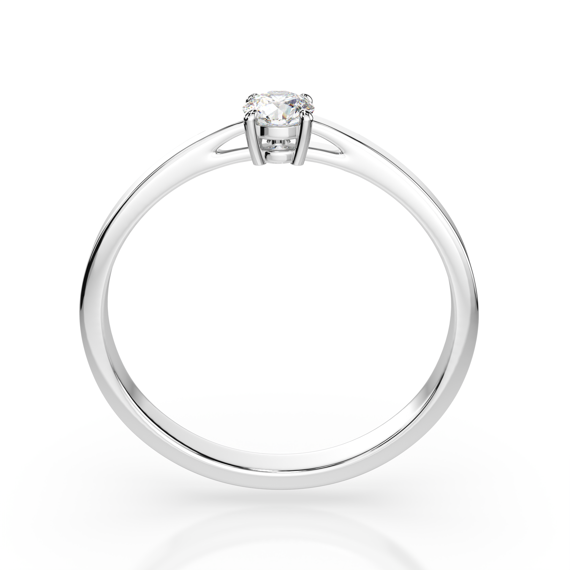 Zaročni prstan iz belega zlata z enim naravnim diamantom