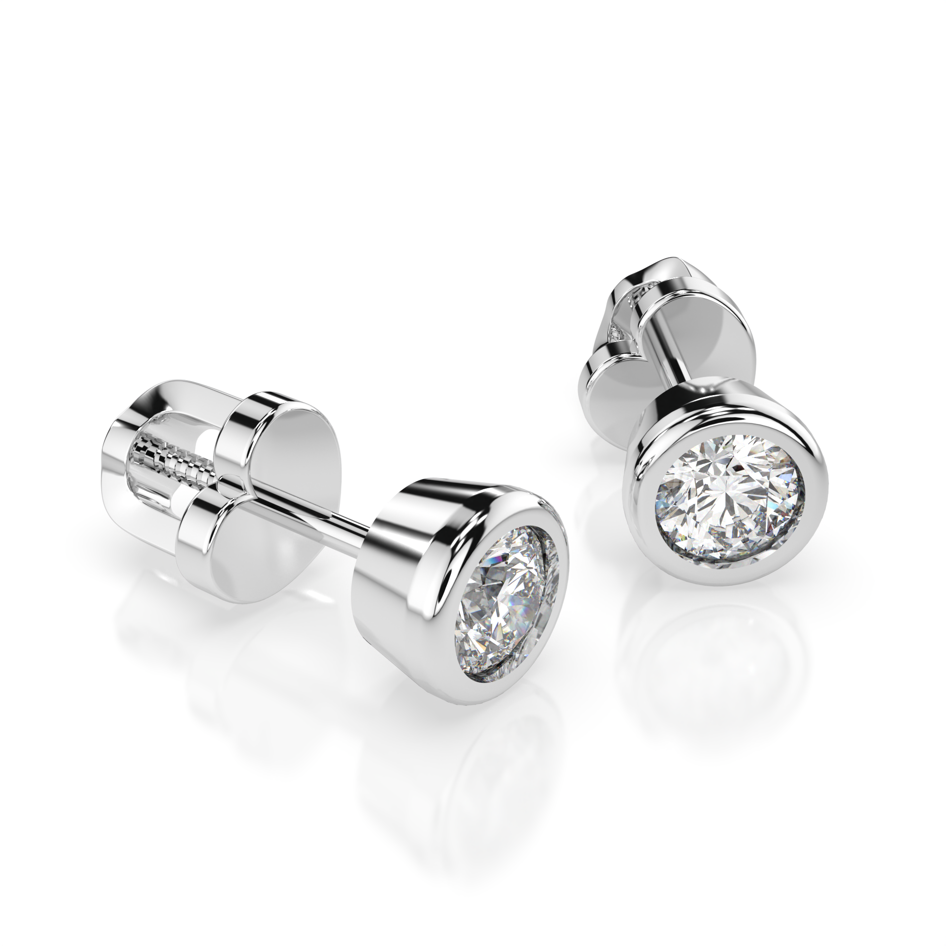 Diamantni uhani iz belega zlata z enim diamantom Solitaire
