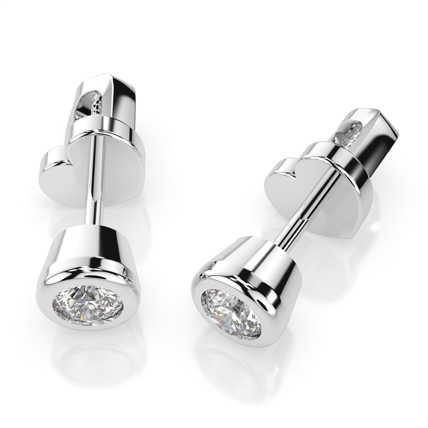 Diamantni uhani iz belega zlata z enim diamantom Solitaire