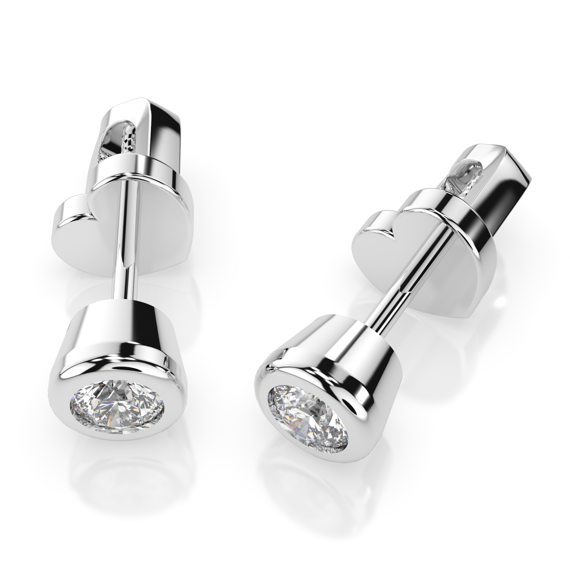 Diamantni uhani iz belega zlata z enim diamantom Solitaire